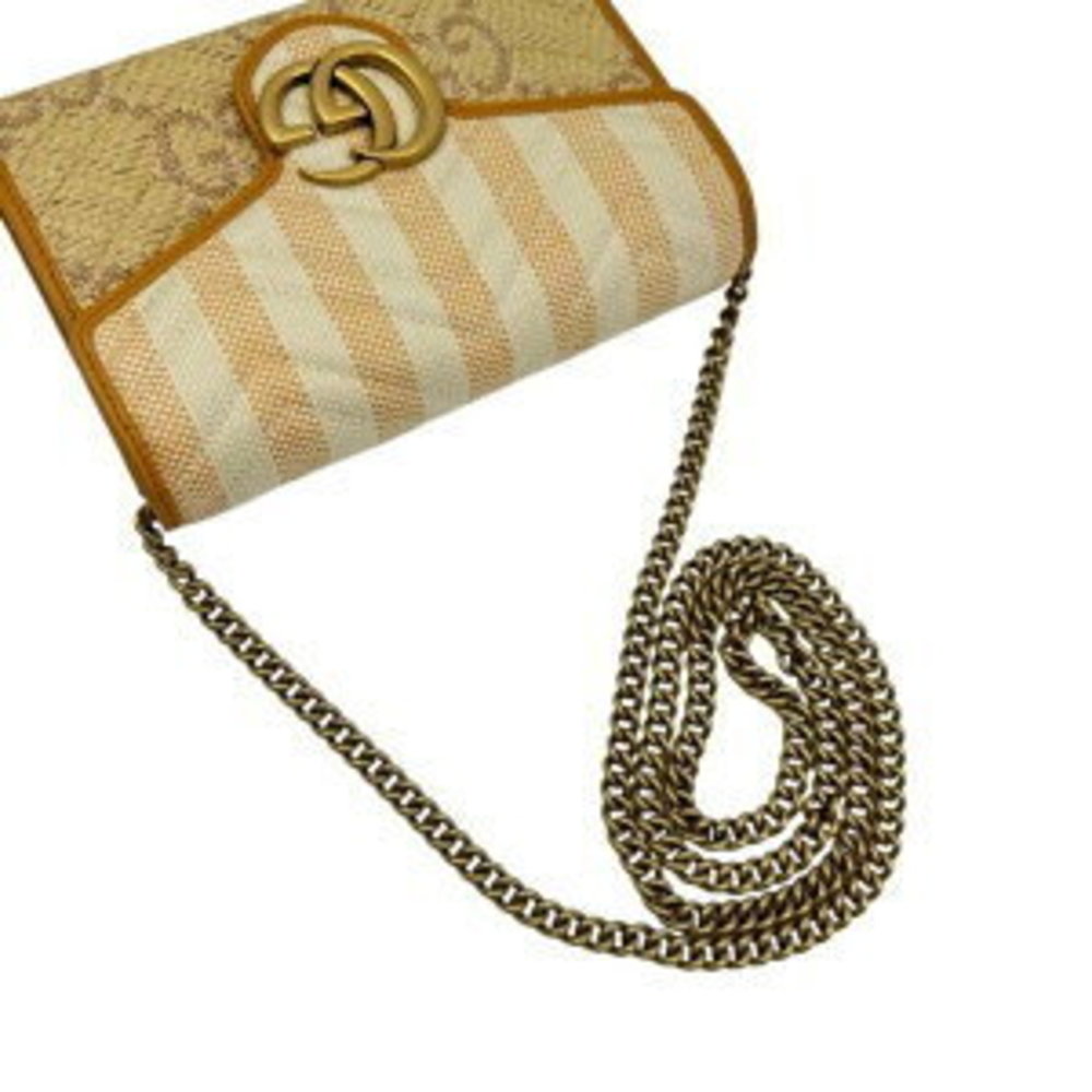 Gucci Leather Raffia Chain Orange Shoulder Wallet Bag - Picture 7 of 7